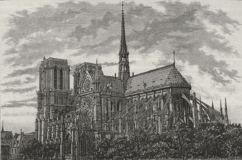 PARIS. Notre Dame (Rear View) 1882 old antique vintage print picture